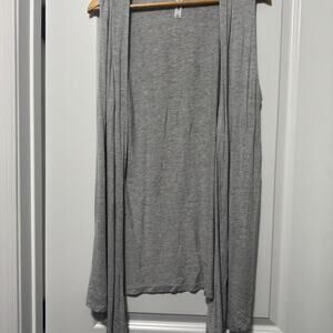 Zenana Gray Sleeveless Open Front Cardigan Lightweight Duster Size L